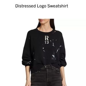 NWT R13 Cropped Black Crewneck